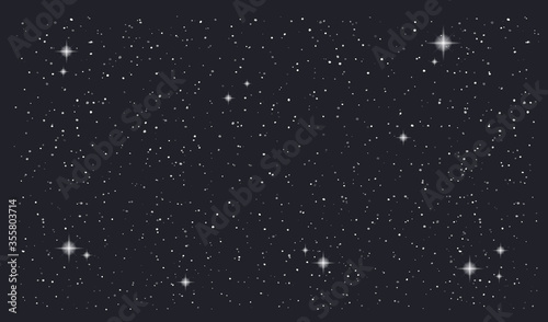 Stary night sky horizontal vector background. Vector illustration photo