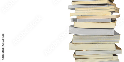 Book stack isolated on white background, Clipping path