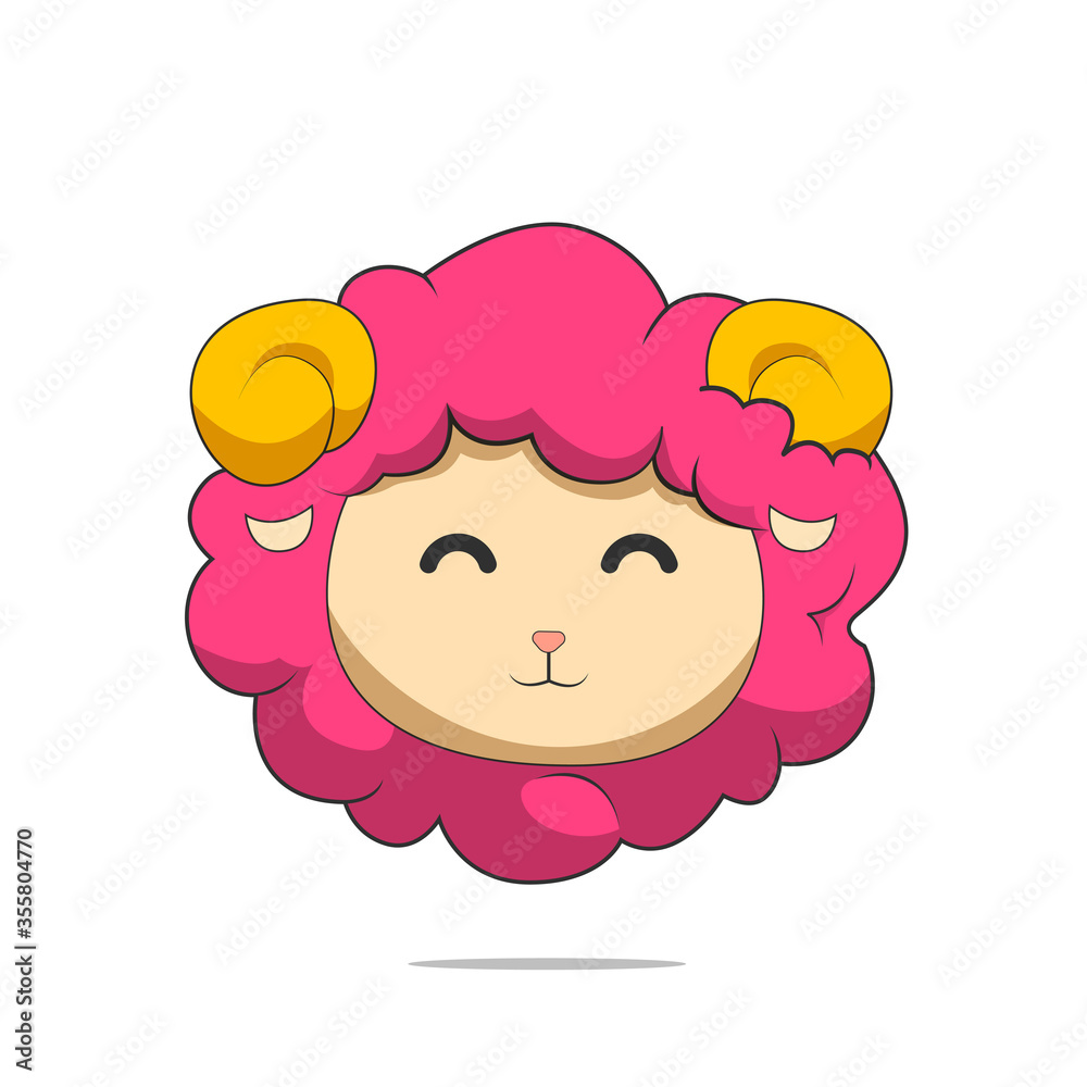 Cute pink sheep looks joy. Sheep character vector design Cute pink sheep looks joy. Sheep character vector design
