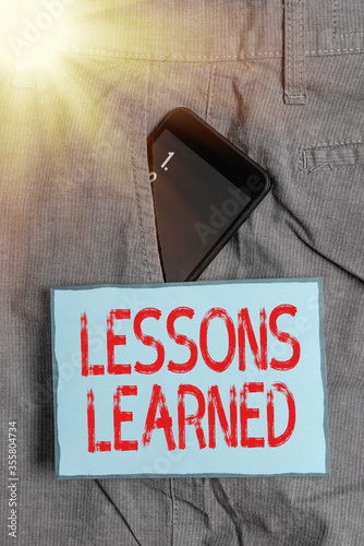 Fotografie Handwriting text writing Lessons Learned