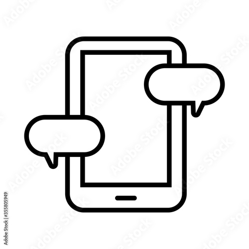 smartphone with chat bubbles line style icon