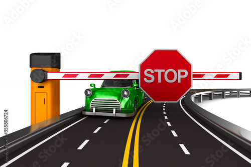 closed automatic barrier an...