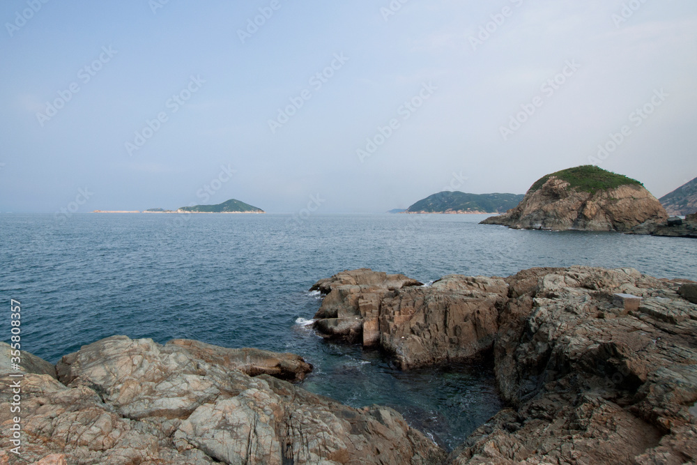 The seascape of Hong Kong Cape D'Aguilar area. This is a famous place for hiking.

