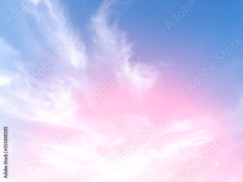 Dramatic Blue Sky, Sunlight and White Clouds in Sky Bright and Clear Day Background