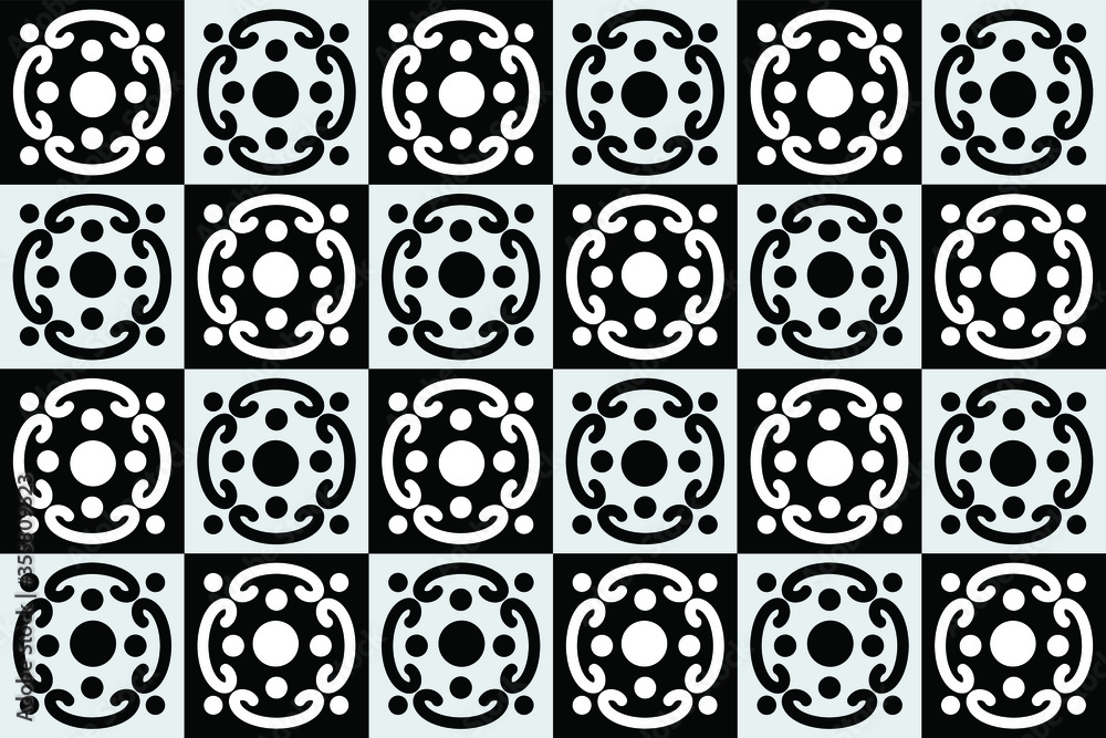 Pattern Design. Indonesian batik motif with a very distinctive pattern, black and white and the colors of the trend colors, Vector