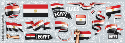 Vector set of the national flag of Egypt in various creative designs