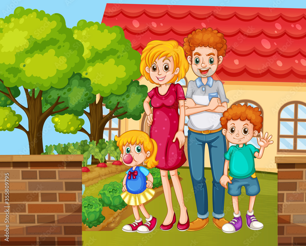 Scene with family having a good time at home