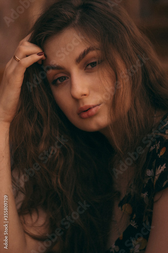 portrait of a beautiful girl with long hair