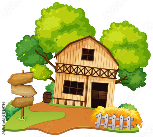 Isolated farmer house on white background