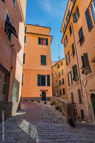 Narrow street in the historic center of Genoa  Italy