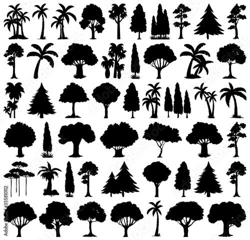 Set of plant and tree silhouette