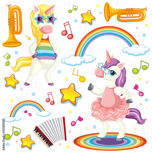 Colourful unicorn music theme