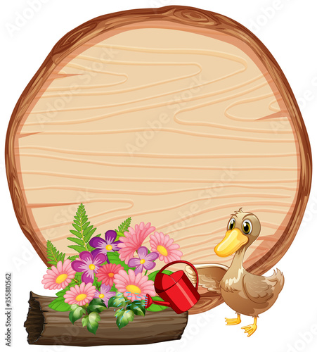 Sign template with animals in garden background