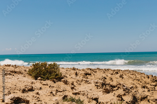 beautiful azure sea and rocks