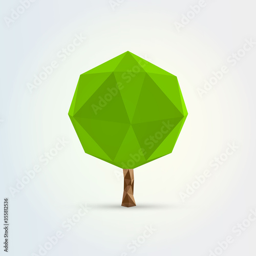 Minimal 3D low polygon design tree isolated on simple light background 
Eps 10 stock vector illustration 
