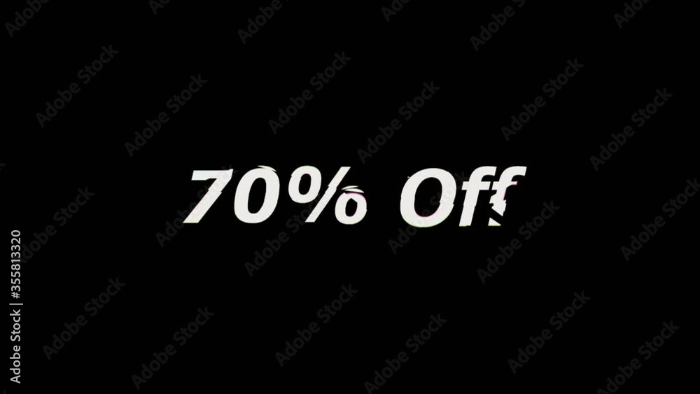 Up to 70% off. Sale promotion message with glitch effect animation for sale promotion advertising Up to 70% off. Sale promotion message with glitch effect animation for sale promotion advertising