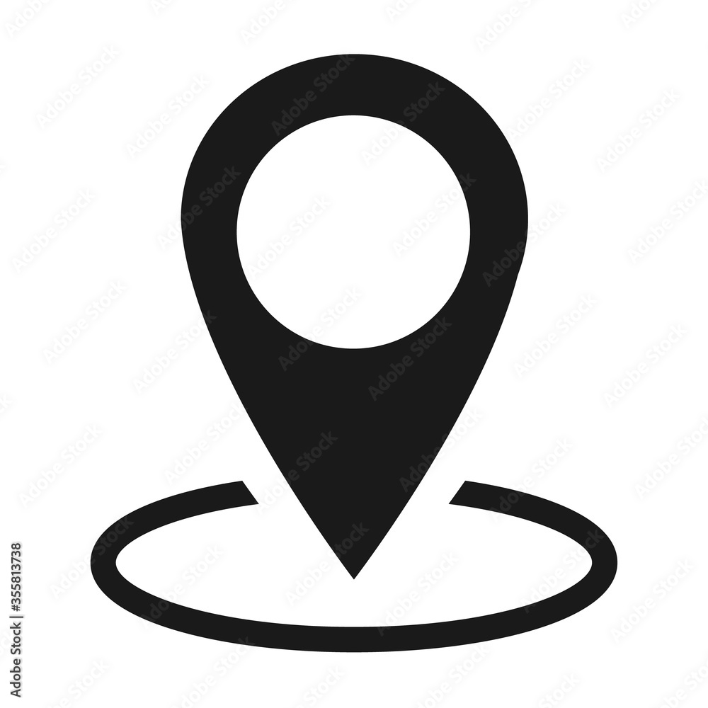 Location icon, map pointer symbol isolated on white background.  Vector web button