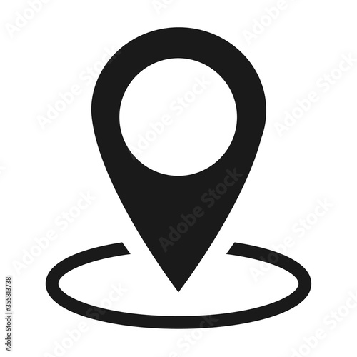 Location icon, map pointer symbol isolated on white background. Vector web button