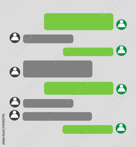 Short bubble message, social screen empty chat window dialog on dark background