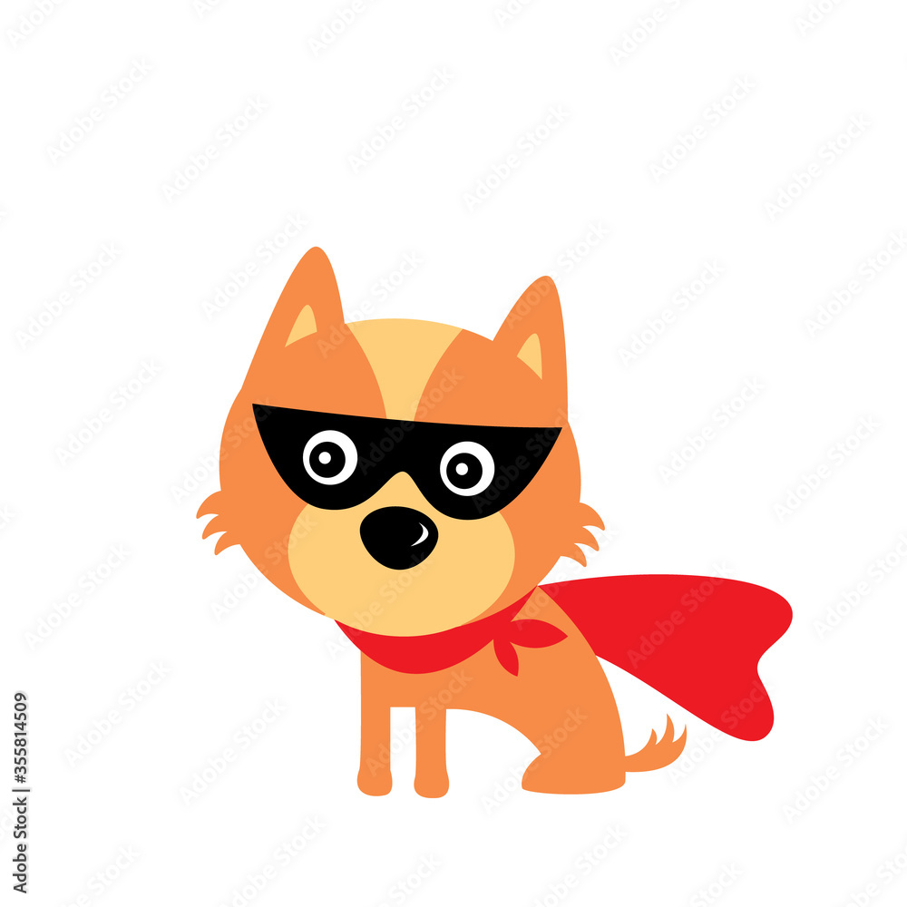 Fototapeta premium cute superman hero puppy vector
