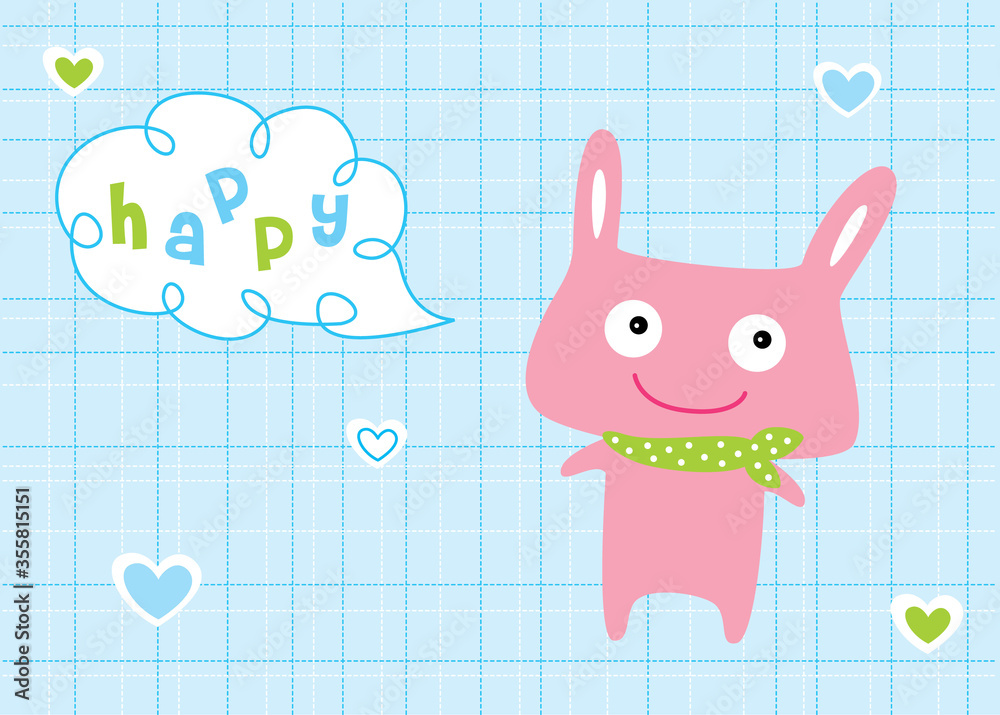 cute happy baby rabbit vector