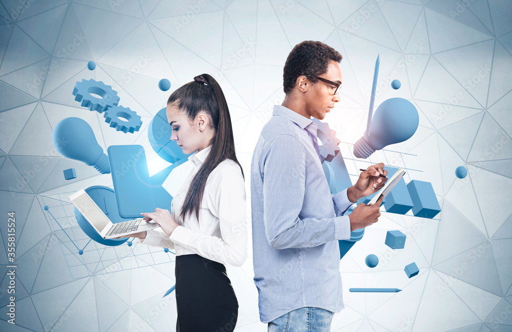 Φωτογραφία Young man and woman, business education