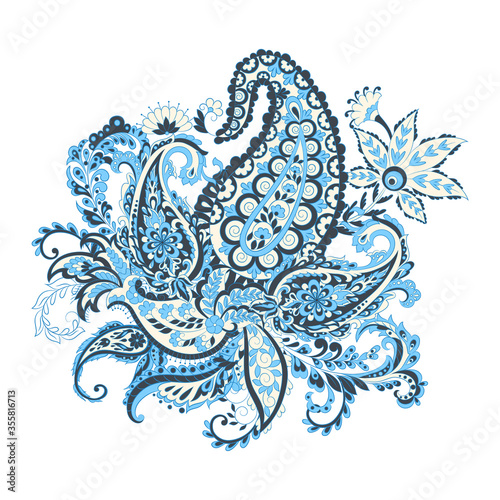 Damask isolated paisley vector floral ornament