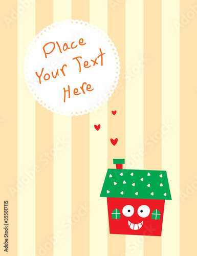 cute little happy house valentine greeting card vector