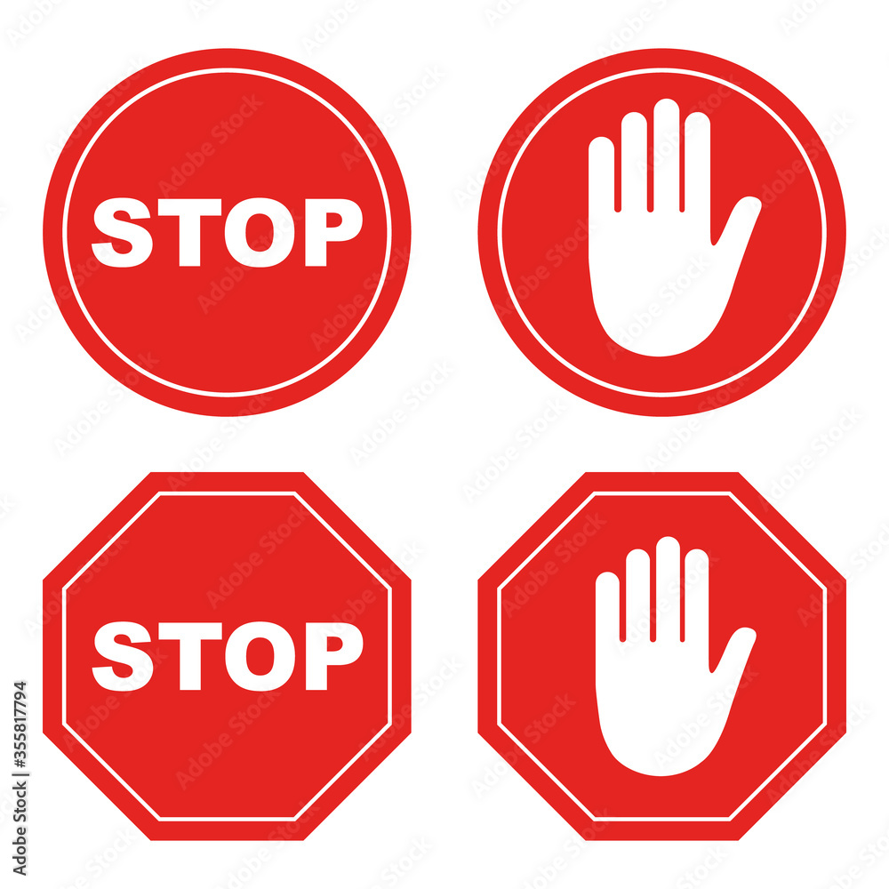 stop sign set, isolated on white background. vector illustration stop sign set, isolated on white background. vector illustration