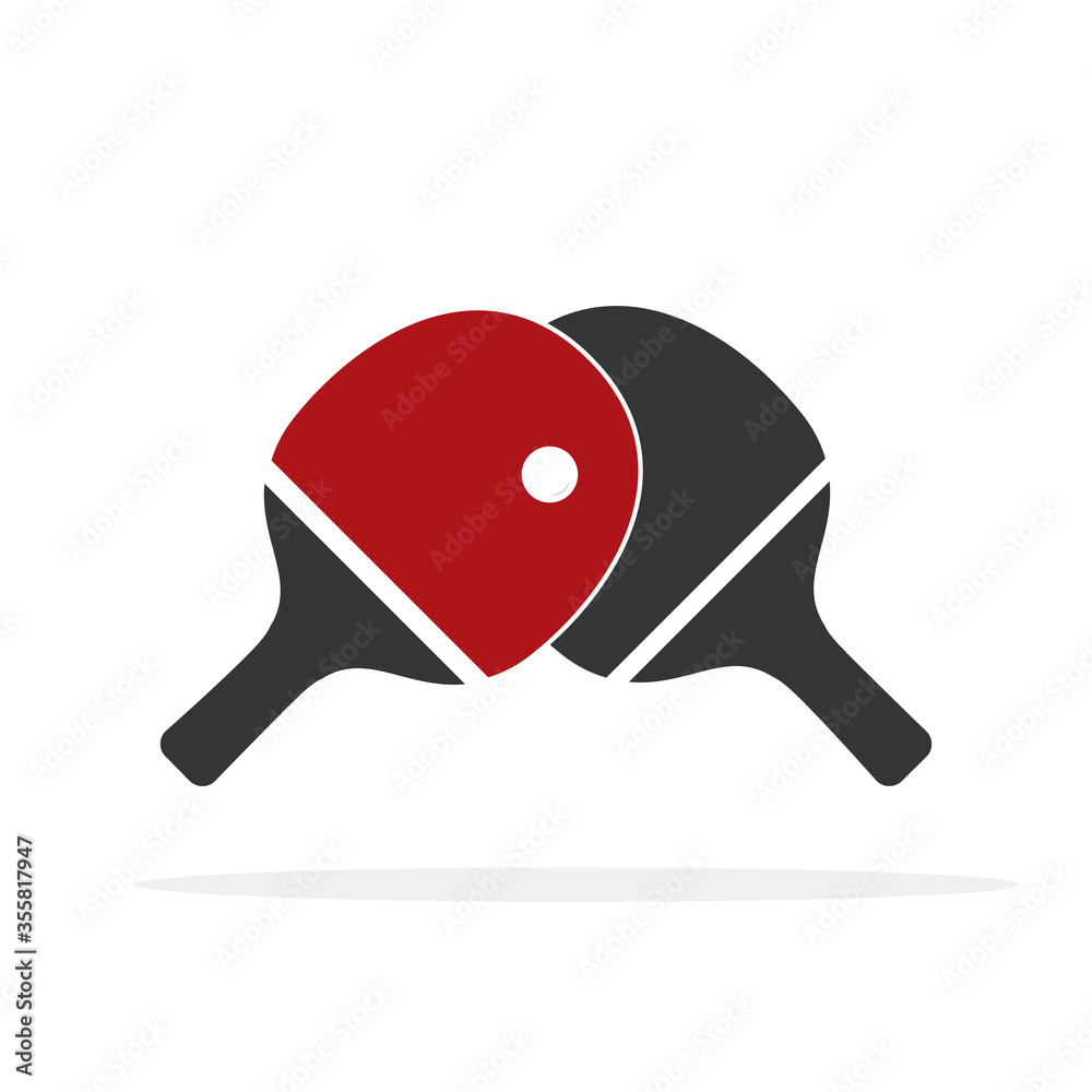 Red and black table tennis racket. Vector. isolated on a white background. Red and black table tennis racket. Vector. isolated on a white background.