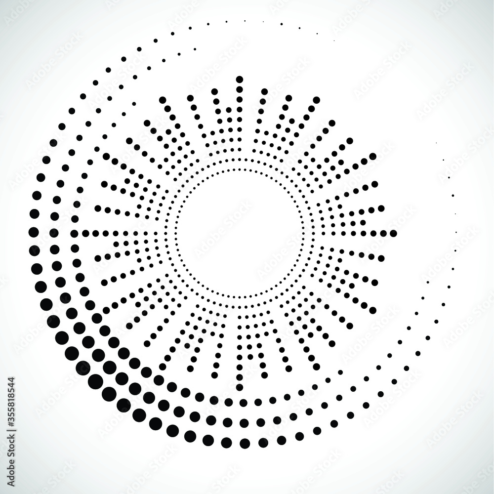 Halftone dots in circle form. round logo . vector dotted frame . design element