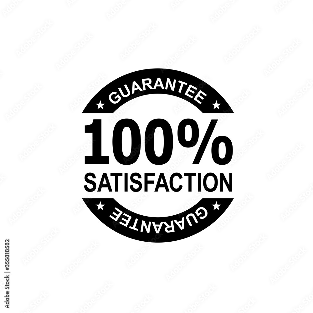 Obraz premium 100% Percent Satisfaction Guaranteed Stamp Mark Seal Sign Black and White