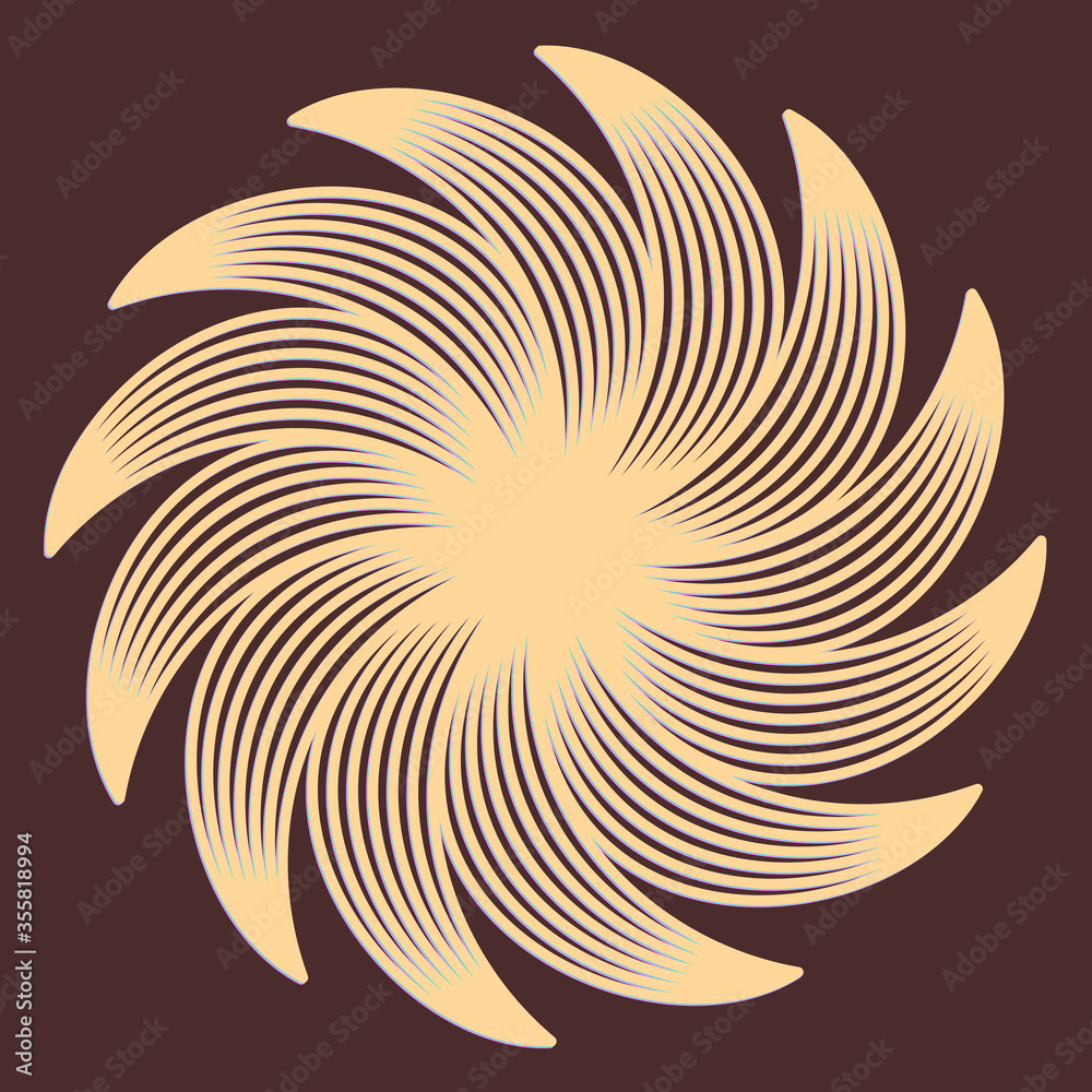 Laser cutting mandala. Wooden linocut flower. Boho concept. Golden floral pattern. CNC