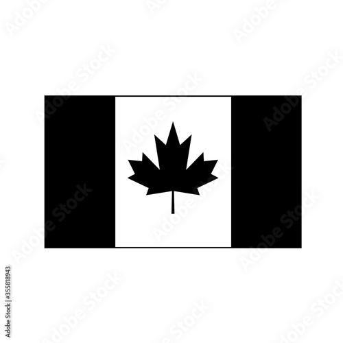 National Flag of the Country or Nation of Canada Black and White