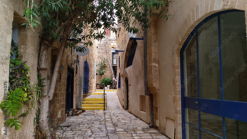 narrow street in old town Jaffa