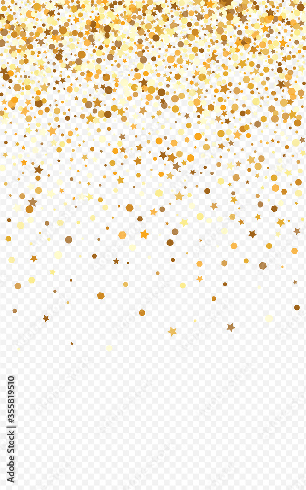 Gold Glow Falling Transparent Background. 