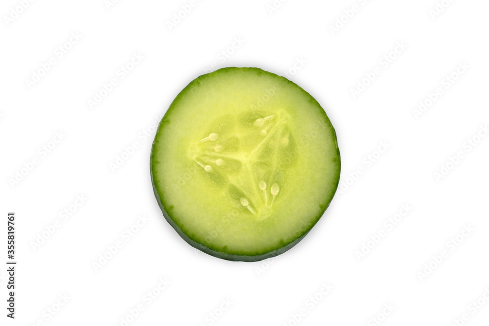 Fresh slice cucumber close-up on a white background Fresh slice cucumber close-up on a white background
