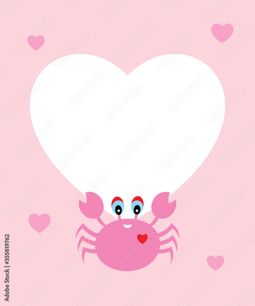 cute love card with crab vector