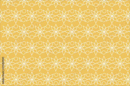 repeat pattern with white flowers and yellow background 