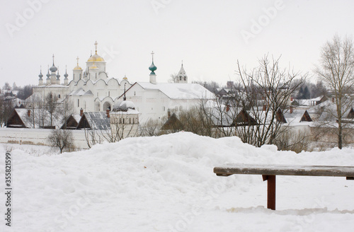 View of the Orthodox Pokrovsky monastery in Suzdal in winter. photo