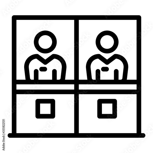 Bank clerks icon. Outline bank clerks vector icon for web design isolated on white background