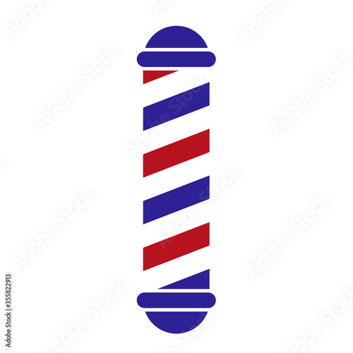 barber shop pole vector illustration. isolated black red blue on white background. retro spiral vintage light symbol. old hair hairsut style logo glass cylinder. salon