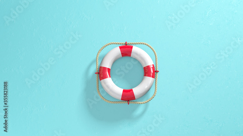  lifesaver on light blue background