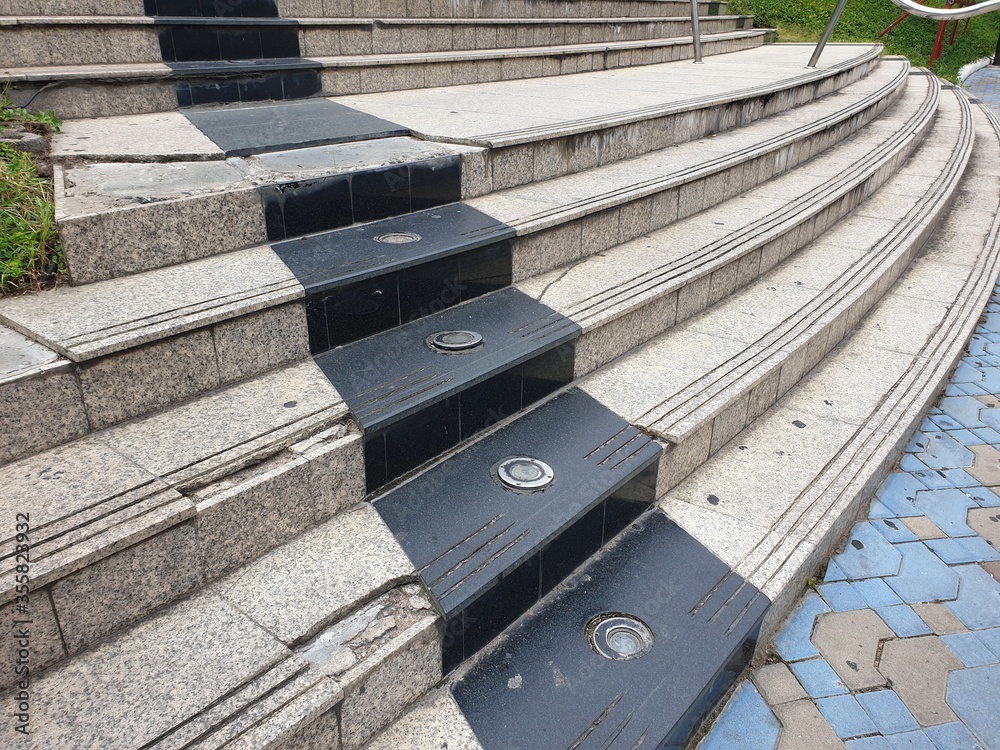 Stone pavement in perspective.