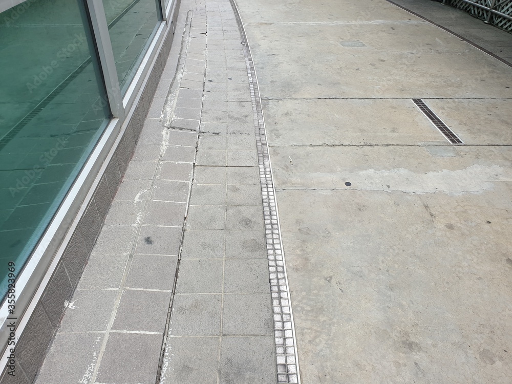 Stone pavement in perspective.