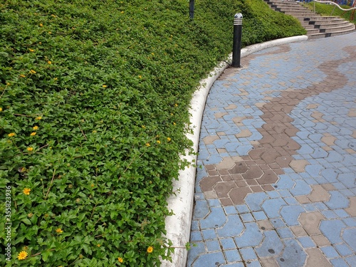 Stone pavement in perspective.