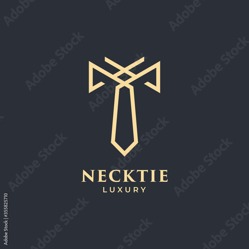 necktie luxury logo vector with gold colour dark background