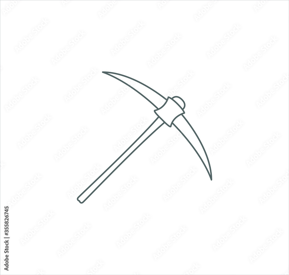 Pickaxe icon, ice axe vector on white background Pickaxe icon, ice axe vector on white background