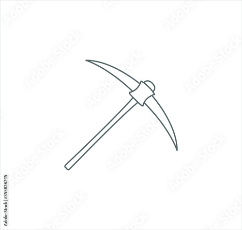 Pickaxe icon, ice axe vector on white background