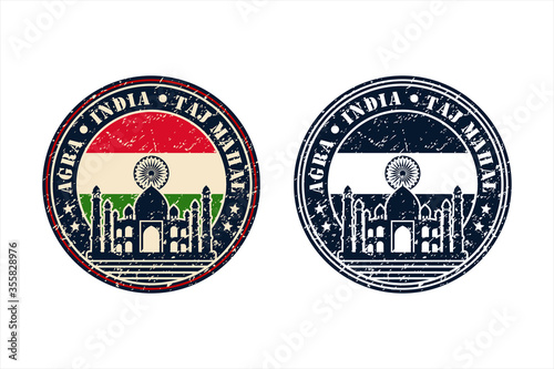 Agra India Tajmahal Design Vector Logo
